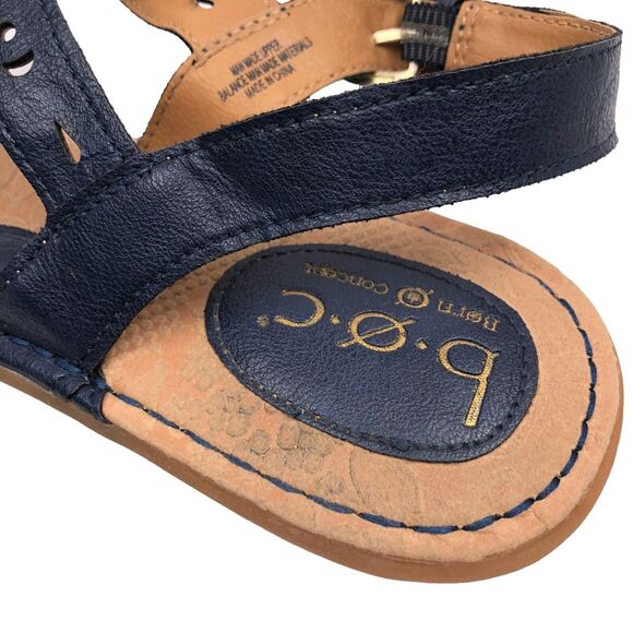 BOC Born Concept T-Strap Thong Ankle Strap Flat Sandals Shoes Size 10 Navy Blue - Picture 8 of 9